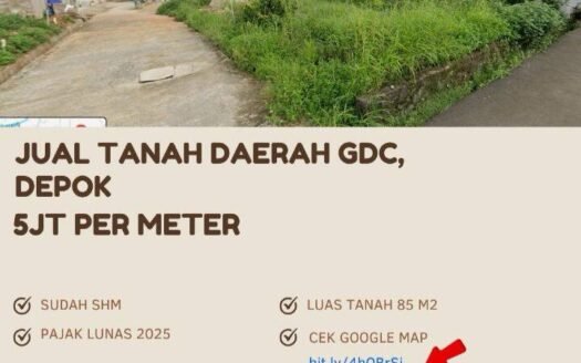 Jual Tanah Daerah GDC Cilodong Jatimulya Pasar Pucung 85m2 5jt/mtr