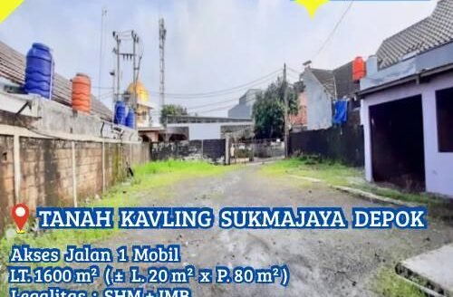 Dijual Tanah Kavling Sukmajaya Depok Lokasi Strategis Nyaman Jalan 1 Mobil