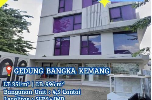 Dijual Gedung Bangka Kemang 4,5 Lantai Siap Huni Lokasi Sangat Strategis Jalan Raya