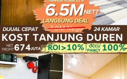 Dijual Rumah Kost di Jl. Lontar Raya, Tanjung Duren Utara, Grogol Petamburan, Jakarta Barat