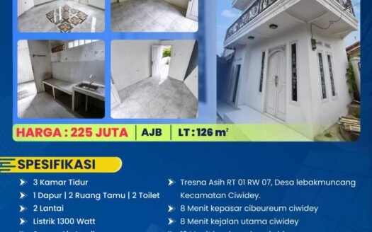 Dijual rumah 2 lantai wilayah ciwidey luas 126m
