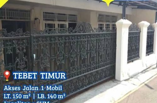 Dijual Rumah Tebet Timur Lokasi Strategis Nyaman Jalan 1 Mobil
