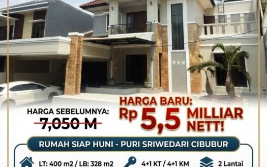 Turun Harga!!!  Jual Rumah Siap Huni Puri Sriwedari Cibubur