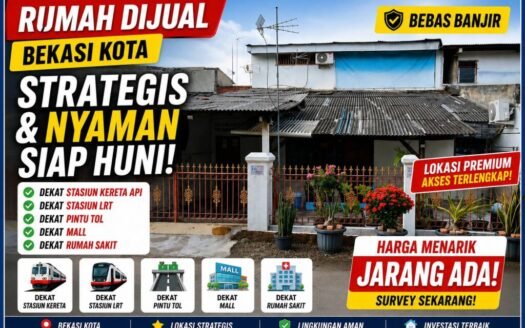 Rumah Second Strategis Bebas Banjir Di Bekasi Kota