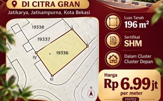 Jual Tanah Hook Strategis Di Citra Gran
